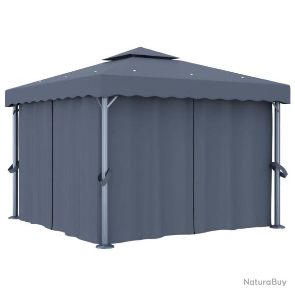 Tonnelle avec rideau 3x3 m Anthracite Aluminium