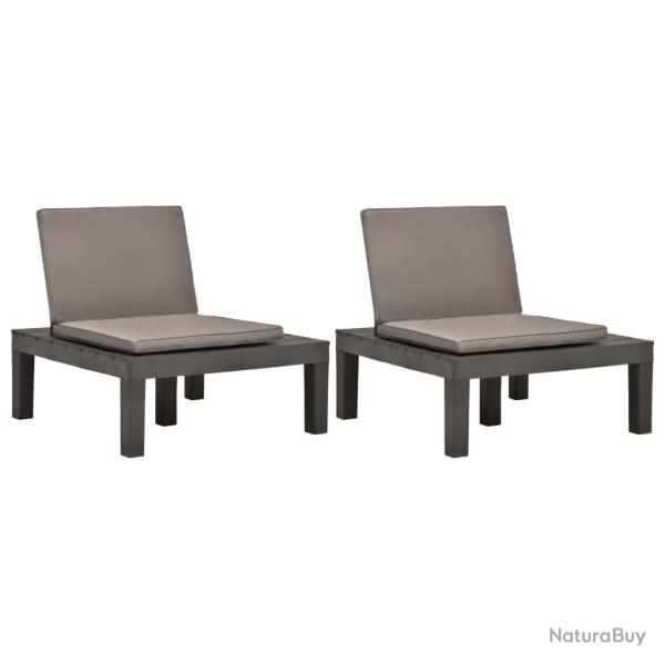 Chaises de salon de et coussins 2pc Plastique Anthracite