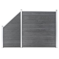 Ensemble de cl&ocirc;ture WPC 1 Carr&eacute; + 1 Inclin&eacute; 273x186 cm Gris