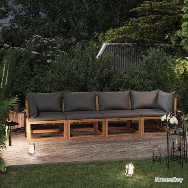 Canap� 4 places avec coussin, en bois d'acacia massif, pour le salon