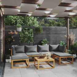 Salon de 7 pcs avec coussin Bois d'acacia solide