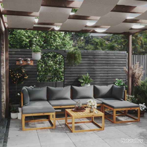 Salon de 7 pcs avec coussin Bois d'acacia solide