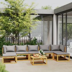 Salon de 8 pcs avec coussin Bois d'acacia solide