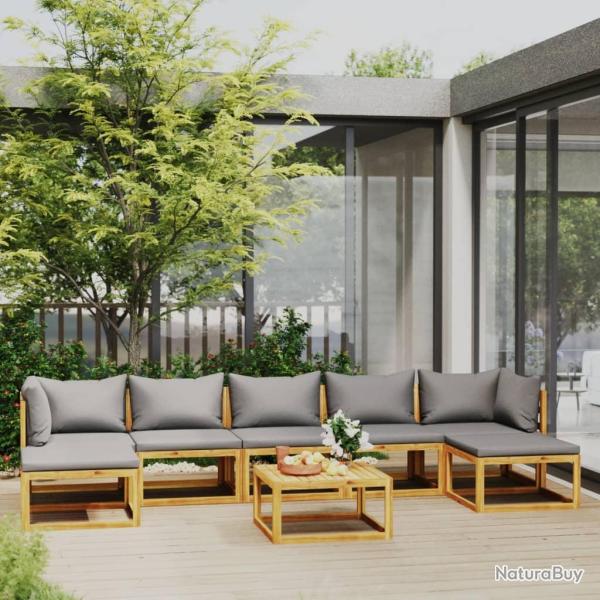 Salon de 8 pcs avec coussin Bois d'acacia solide