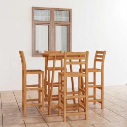 Ensemble de bar d'ext&eacute;rieur, 5 pi&egrave;ces, bois d'acacia massif, pour le jardin