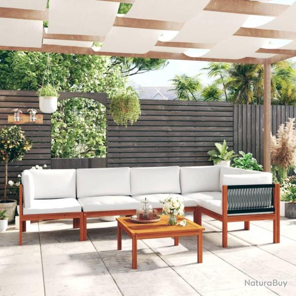 Salon de 6 pi�ces avec coussins Cr�me 63 x 63 cm