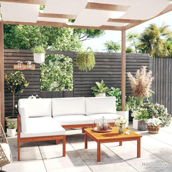 Salon de 5 pi�ces avec coussins Cr�me 63 x 63 cm