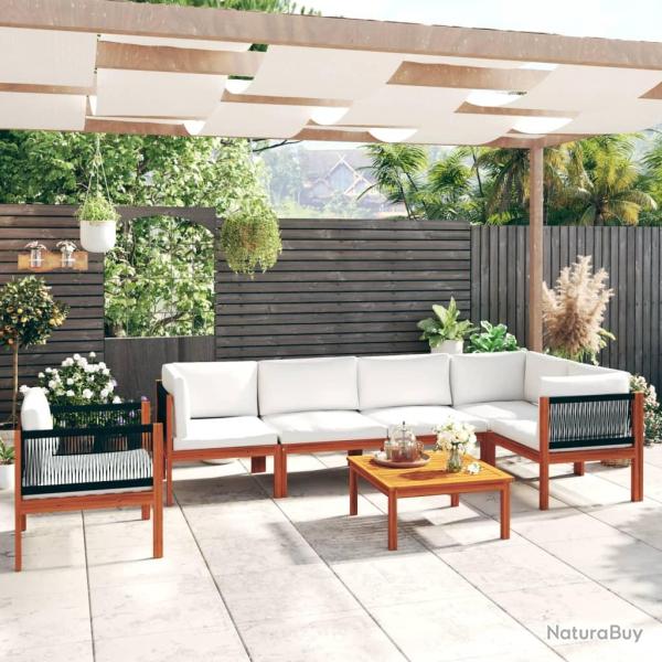 Salon de 7 pi�ces avec coussins Cr�me 63 x 63 cm