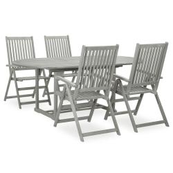 Ensemble de salle &agrave; manger de 5 pi&egrave;ces (150-200) x 100 cm en bois d'acacia massif gris