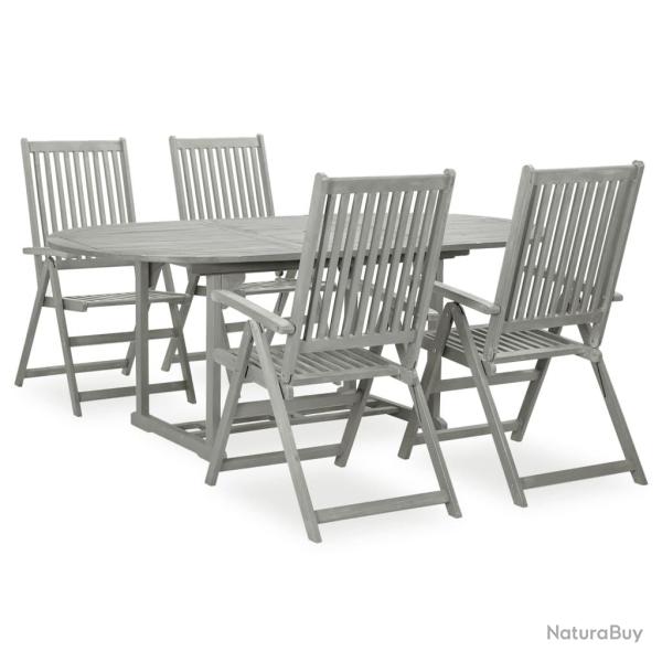 Ensemble de salle � manger de 5 pi�ces (150-200) x 100 cm en bois d'acacia massif gris
