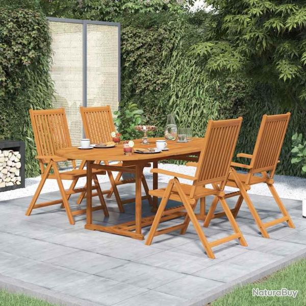 Ensemble � manger 5 pi�ces en bois d'acacia massif, 150 � 200 cm, pour la salle � manger