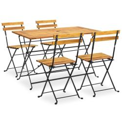 Ensemble &agrave; manger d'ext&eacute;rieur pliable 5pcs Bois d'acacia solide