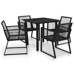 Ensemble &agrave; manger d'ext&eacute;rieur 5 pcs Rotin PVC Noir