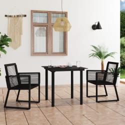 Ensemble &agrave; manger d'ext&eacute;rieur 3 pcs Rotin PVC Noir