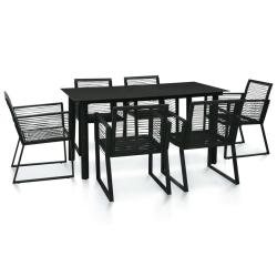 Ensemble &agrave; manger d'ext&eacute;rieur 7 pcs Rotin PVC Noir