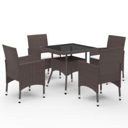 Ensemble &agrave; manger de 5pcs Marron R&eacute;sine tress&eacute;e et verre