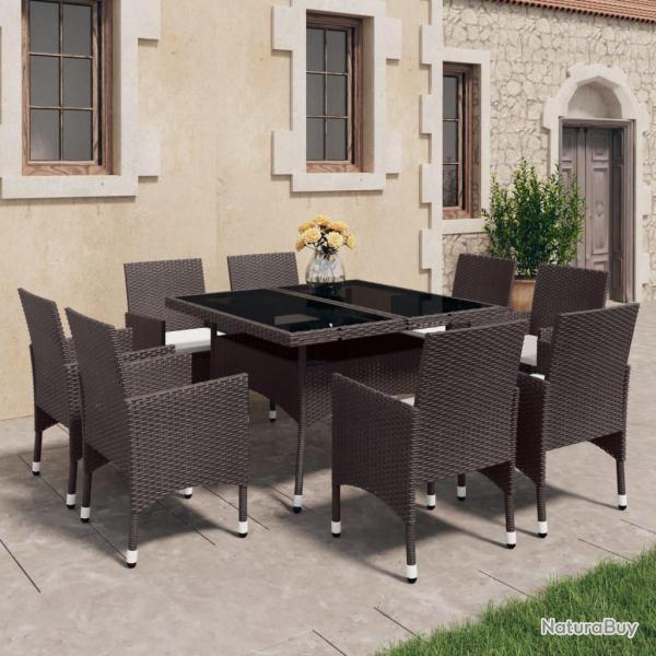 Ensemble � manger de 9pcs R�sine tress�e et verre Marron