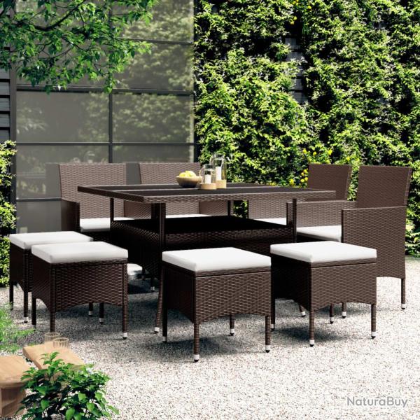 Ensemble � manger de 9 pcs R�sine tress�e Marron