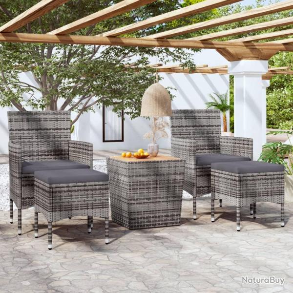 Ensemble de bistro de 5pcs R�sine tress�e et acacia Gris