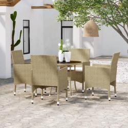Ensemble &agrave; manger de 5 pi&egrave;ces, r&eacute;sine tress&eacute;e, beige, pour le jardin