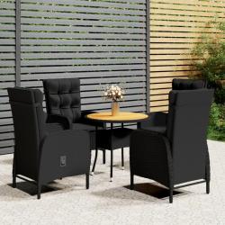 Ensemble de bistro de 5 pcs R&eacute;sine tress&eacute;e Noir