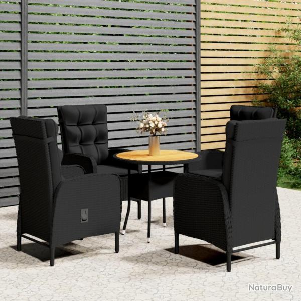Ensemble de bistro de 5 pcs R�sine tress�e Noir