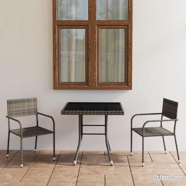 Ensemble � manger de 3pcs R�sine tress�e Anthracite gris