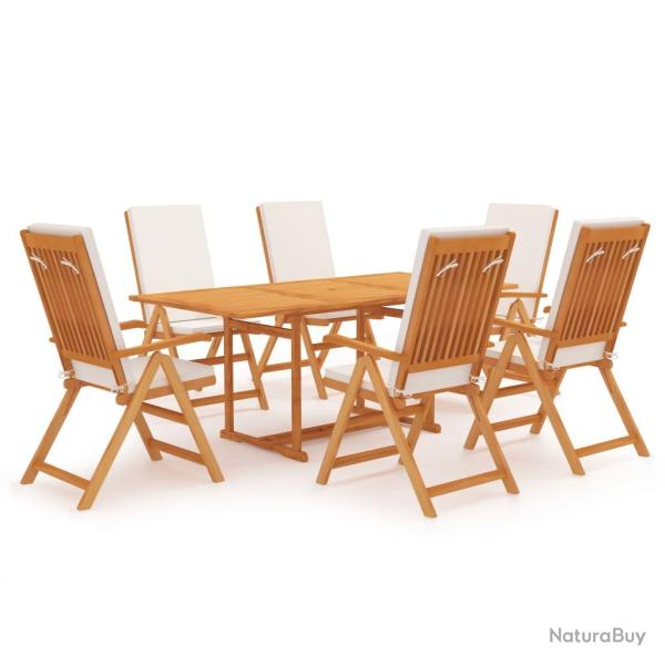 Ensemble � manger de 7 pcs coussins Bois de teck massif