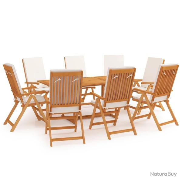 Ensemble � manger de 9 pcs coussins Bois de teck massif