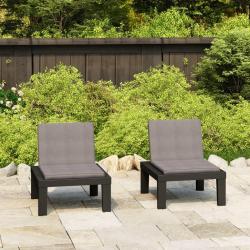 Chaises de salon de et coussins lot de 2 Plastique Gris
