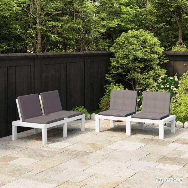 Bancs de salon de avec coussins lot de 2 Plastique Blanc