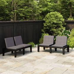 Bancs de salon de avec coussins lot de 2 Plastique Gris
