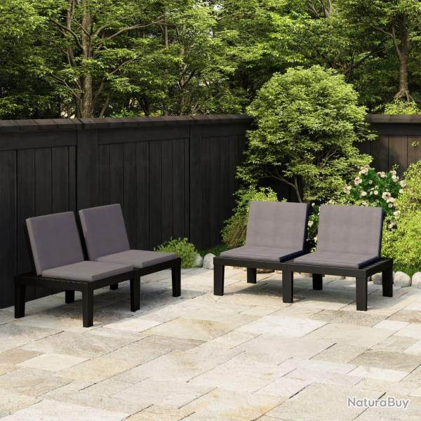 Bancs de salon de avec coussins lot de 2 Plastique Gris
