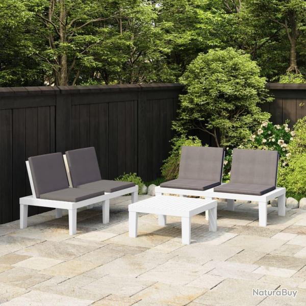 Salon de 3 pcs avec coussins Plastique Blanc