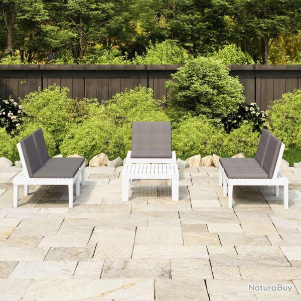 Salon de 4 pcs avec coussins Plastique Blanc