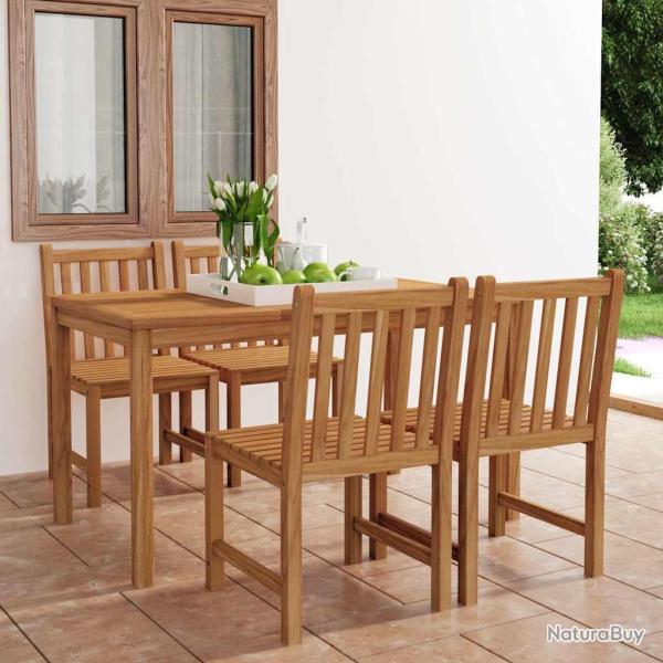 Ensemble de salle � manger en teck massif, 5 pi�ces, 140 � 80 cm