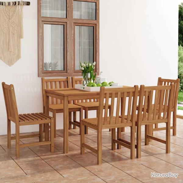 Ensemble de salle � manger en teck massif, 7 pi�ces, 140 � 80 cm
