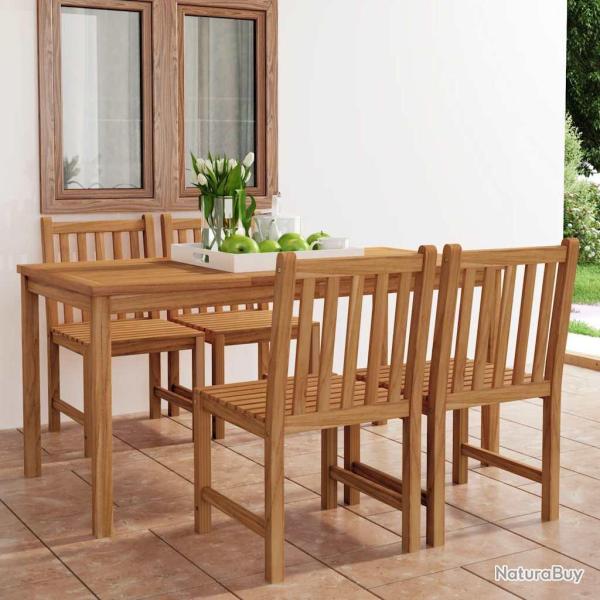 Ensemble de salle � manger de 5 pi�ces en teck massif, 160 � 80 cm