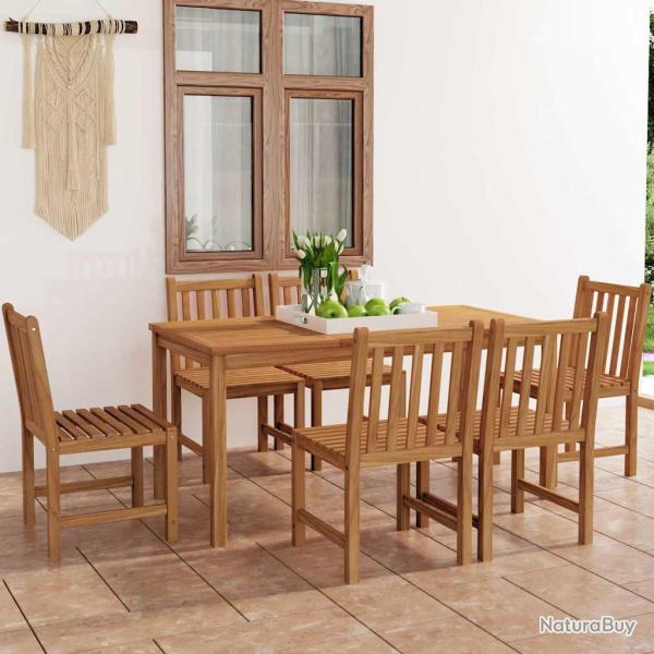 Ensemble de salle � manger de 7 pi�ces en teck massif, 160 � 80 cm