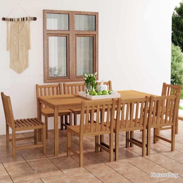 Ensemble de salle � manger, 9 pi�ces, en teck massif, 180 � 90 cm
