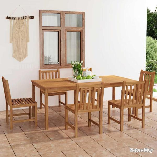 Ensemble de salle � manger, 7 pi�ces, en bois de teck massif, 200 � 100 cm