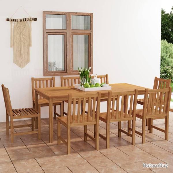 Ensemble de salle � manger de 9 pi�ces 200 x 100 cm en bois de teck massif