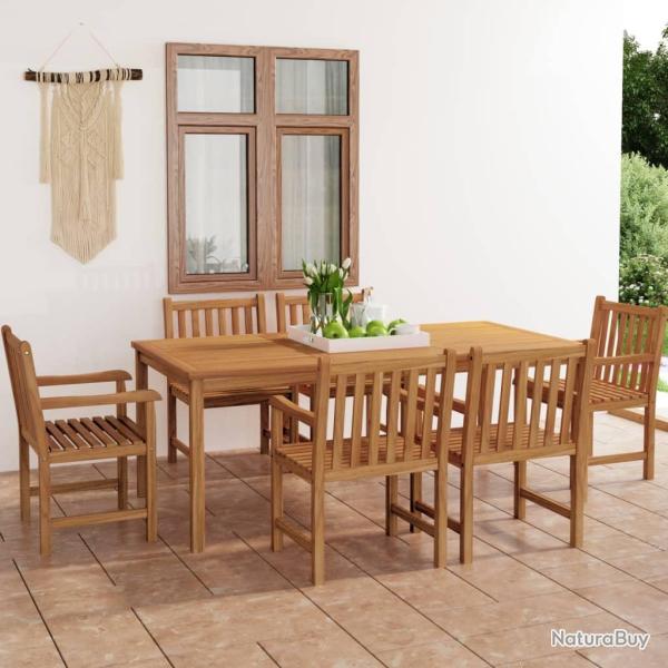 Ensemble de salle � manger de 7 pi�ces 200 x 100 cm en bois de teck massif