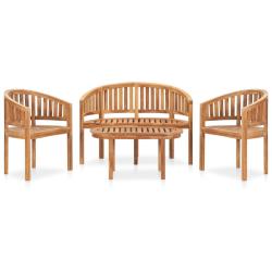 Salon de 4 pcs en forme de banane Bois de teck solide
