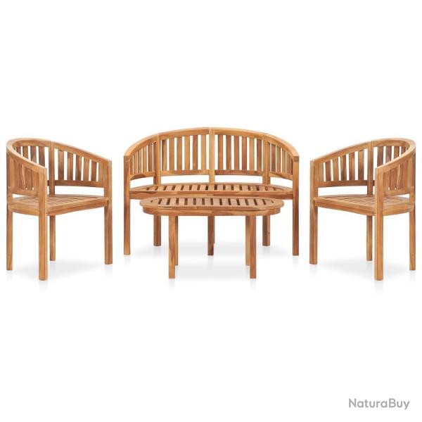Salon de 4 pcs en forme de banane Bois de teck solide