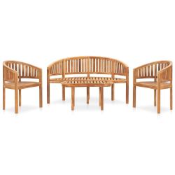 Salon de 4 pcs en forme de banane Bois de teck solide