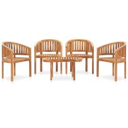 Salon de 5 pcs en forme de banane Bois de teck solide