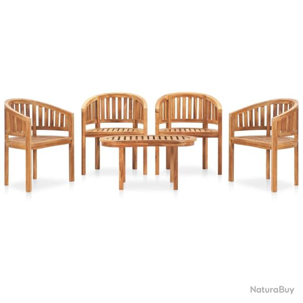 Salon de 5 pcs en forme de banane Bois de teck solide