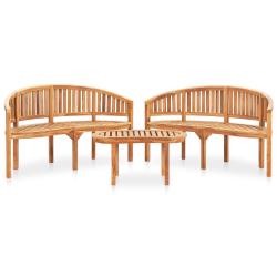 Salon de 3 pcs en forme de banane Bois de teck solide