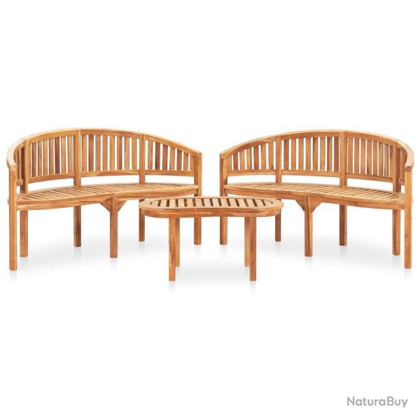 Salon de 3 pcs en forme de banane Bois de teck solide